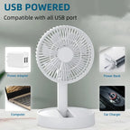Table Fan Foldable USB Rechargeable 4 Speeds