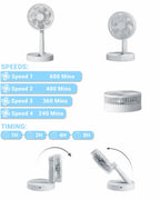 Table Fan Foldable USB Rechargeable 4 Speeds