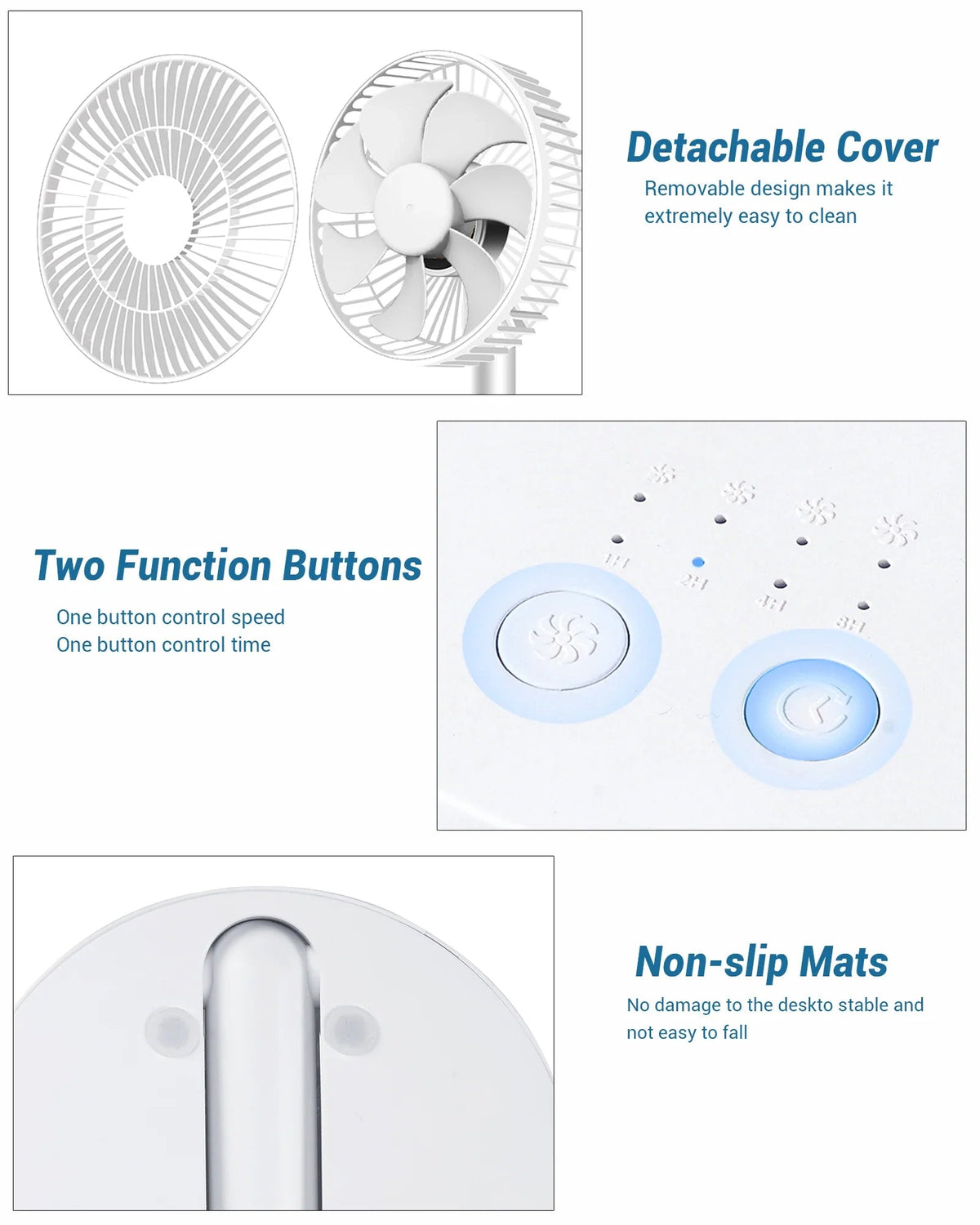 Table Fan Foldable USB Rechargeable 4 Speeds