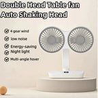 Table Fan Rechargeable Adjustable Rotation & LED Nightlight
