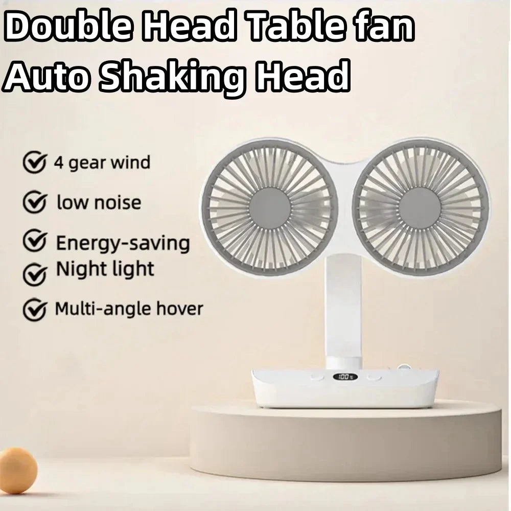 Table Fan Rechargeable Adjustable Rotation & LED Nightlight