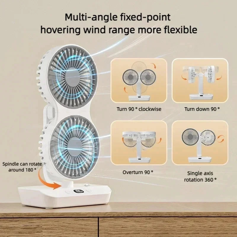 Table Fan Rechargeable Adjustable Rotation & LED Nightlight