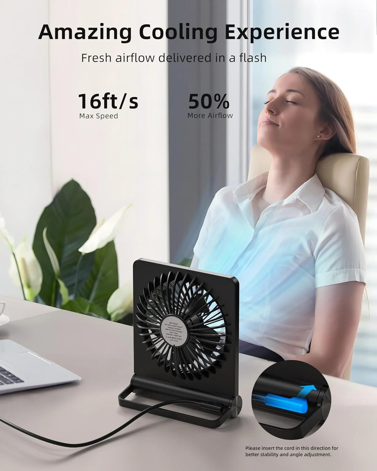 Table Fan USB Powered 3-Speed Ultra Quiet
