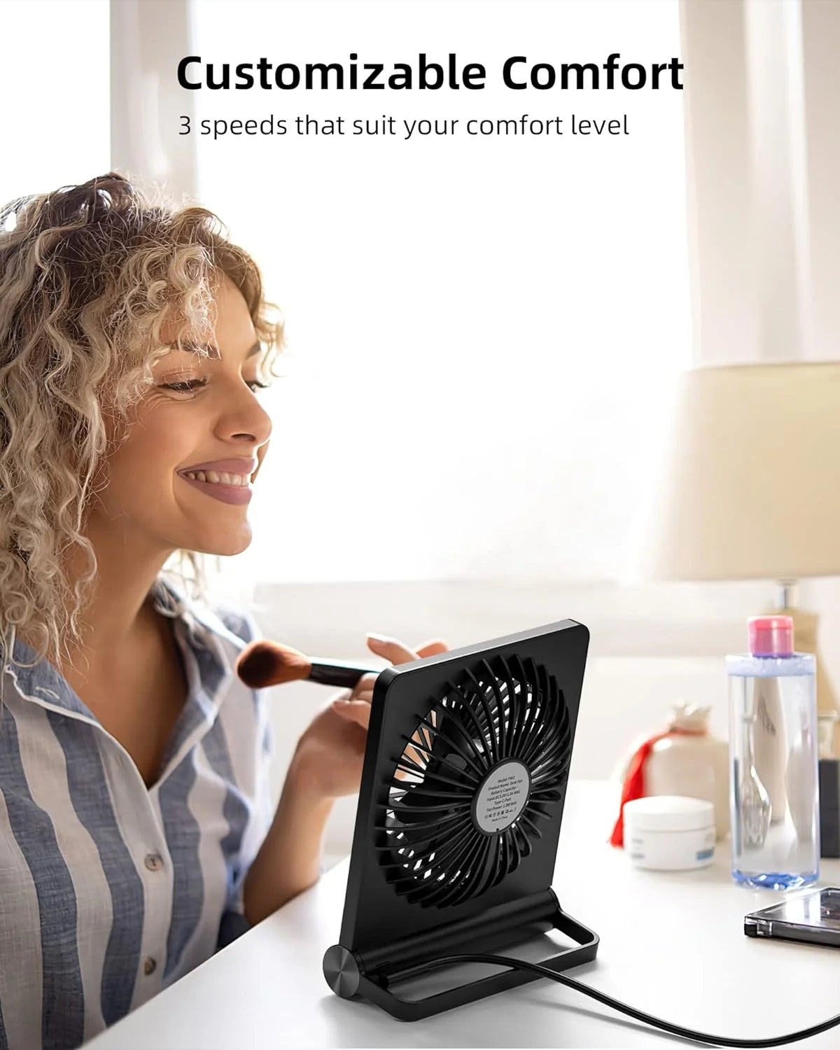 Table Fan USB Powered 3-Speed Ultra Quiet
