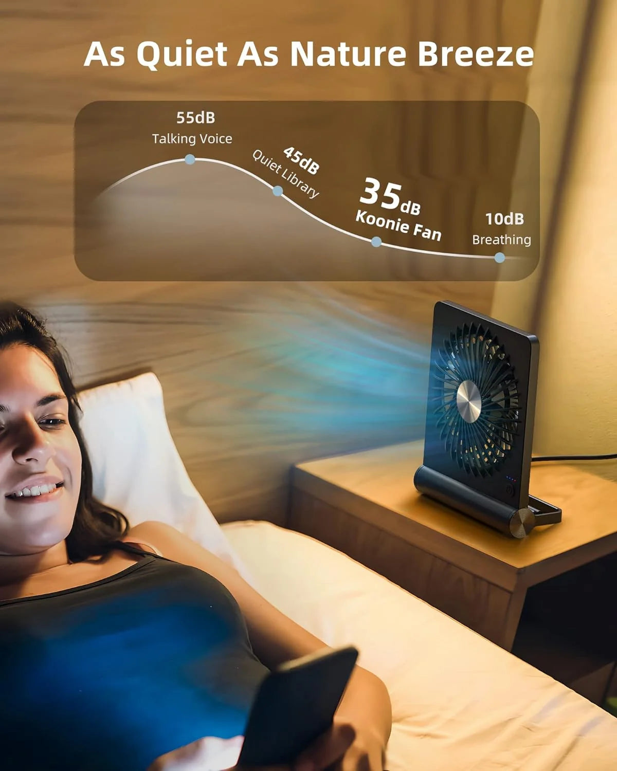 Table Fan USB Powered 3-Speed Ultra Quiet
