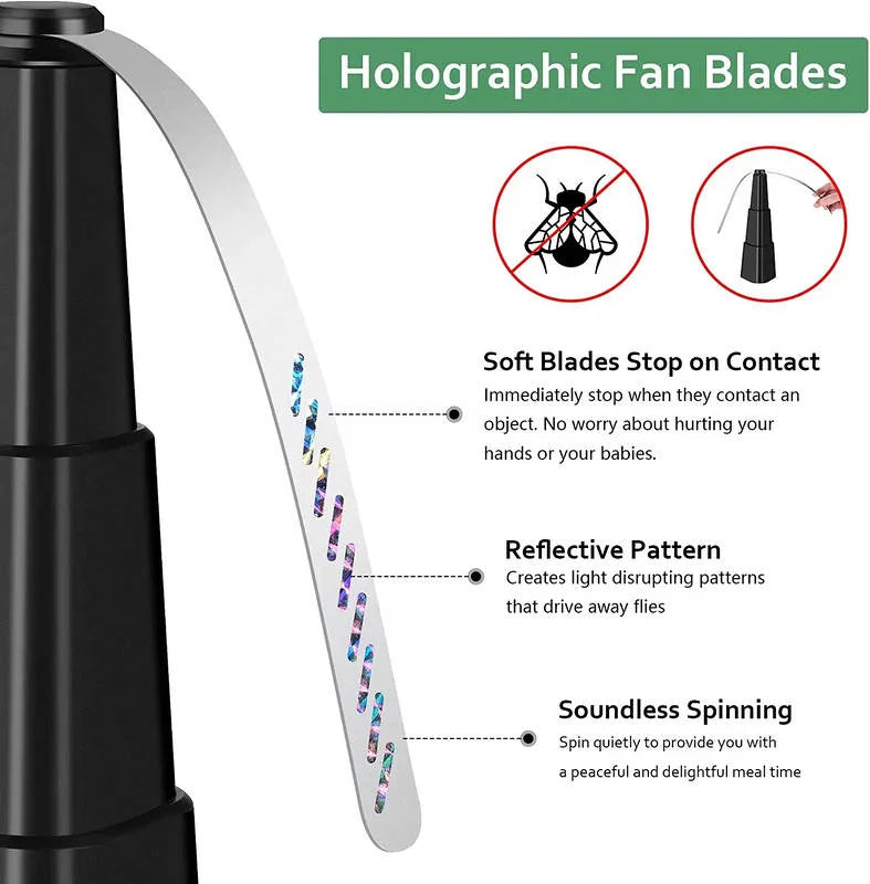 Table Fly Repellent Fan Holographic Blades Silent Battery-Powered