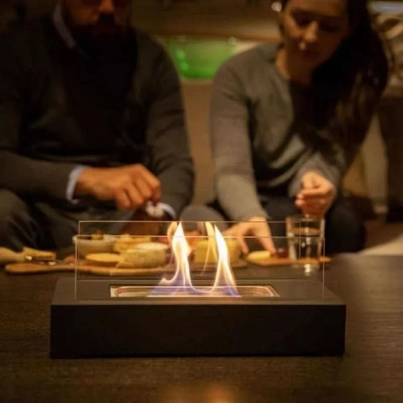 Table Heater Bioethanol Portable Tempered Glass & Steel