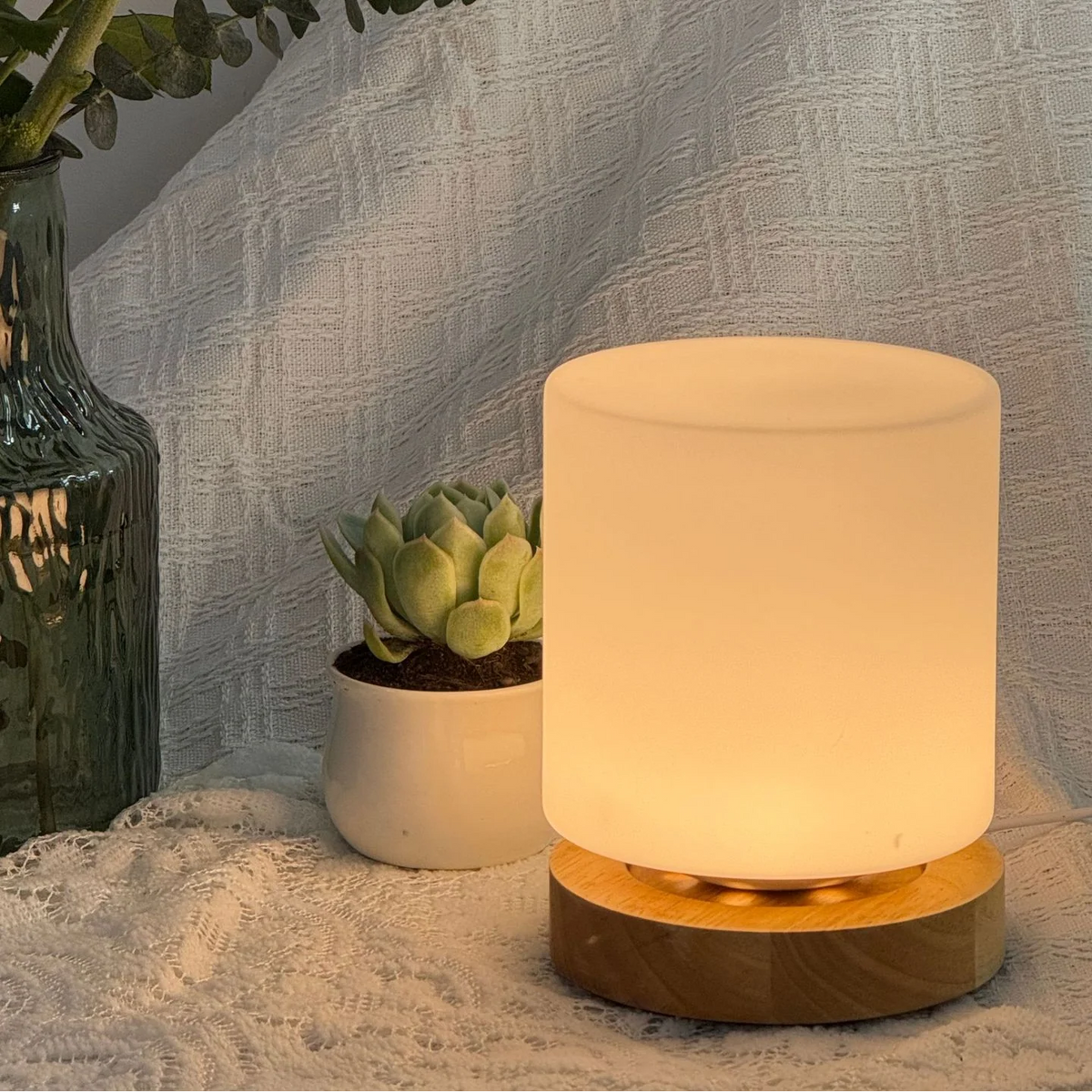 Table Lamp 360° Ambient Glass Shade USB Powered