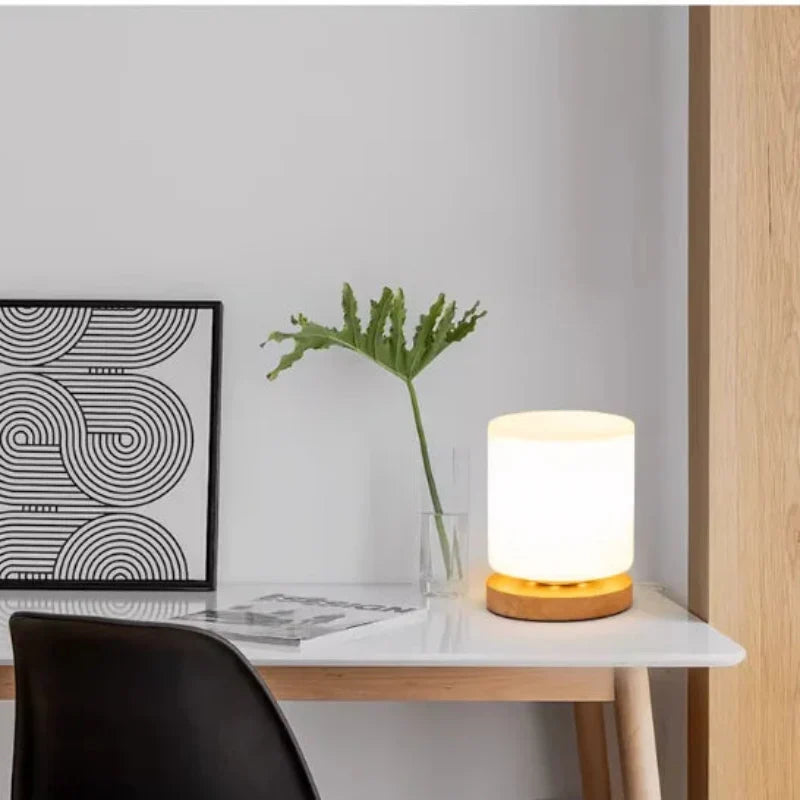 Table Lamp 360° Ambient Glass Shade USB Powered