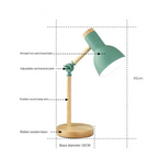 Table Lamp Adjustable Arm Wood Finish Soft Warm Light