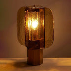 Table Lamp Amber Mosaic Shade Dimmable Weathered Copper Base