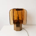 Table Lamp Amber Mosaic Shade Dimmable Weathered Copper Base