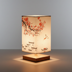 Table Lamp Bamboo Dimmable LED Fabric Shade