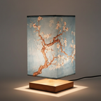 Table Lamp Bamboo Dimmable LED Fabric Shade