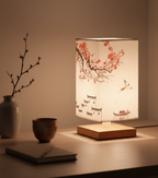 Table Lamp Bamboo Dimmable LED Fabric Shade