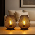 Table Lamp Battery-Powered Warm LED Metal Wireframe