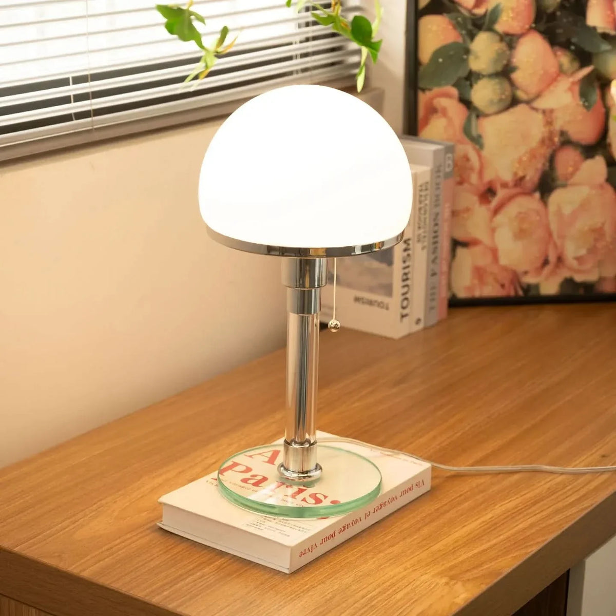 Table Lamp Bauhaus-Inspired Antique Glass Shade