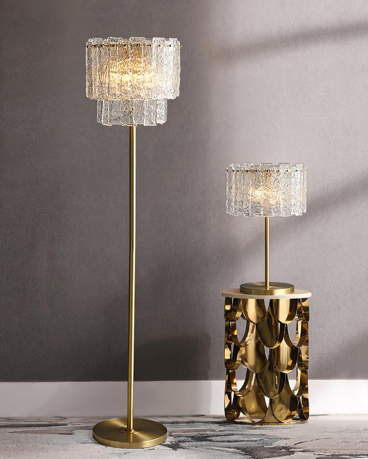 Table Lamp Brass Base & Clear Glass