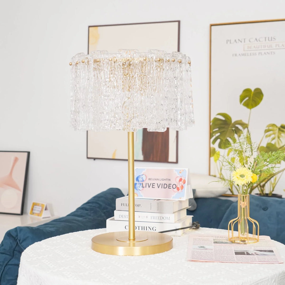 Table Lamp Brass Base & Clear Glass
