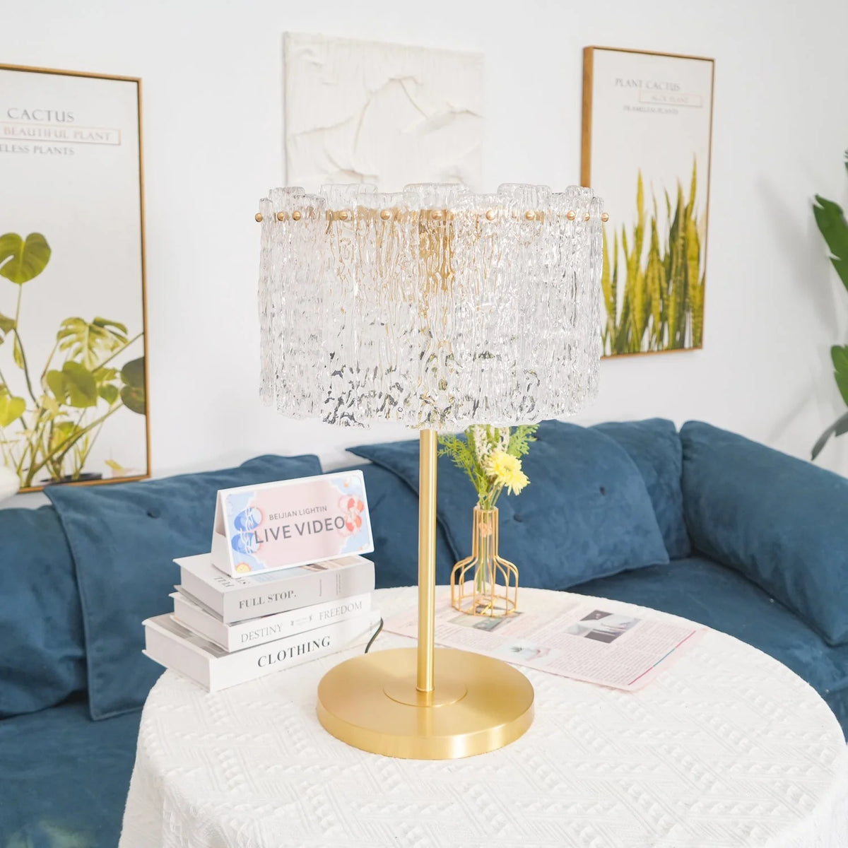 Table Lamp Brass Base & Clear Glass