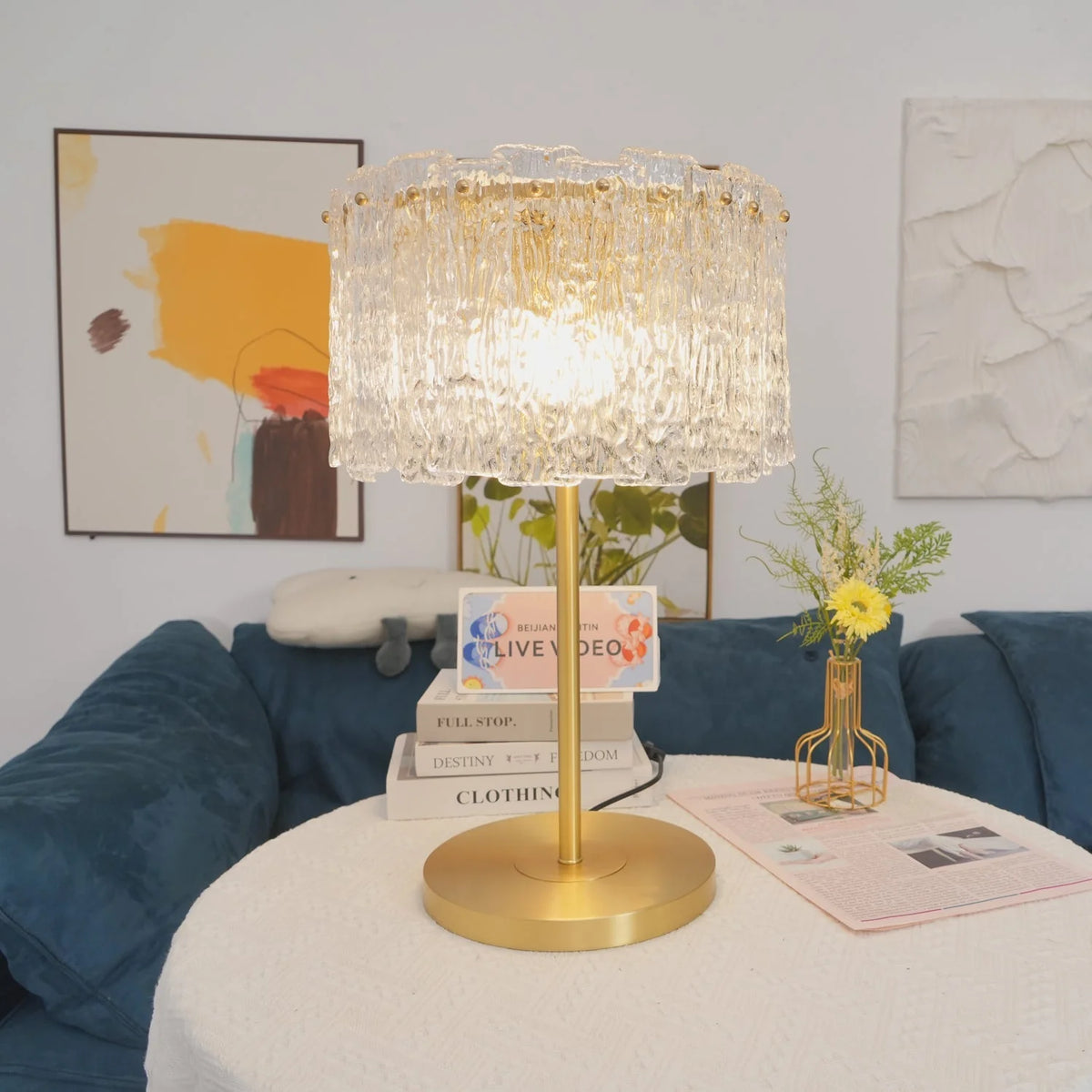 Table Lamp Brass Base & Clear Glass