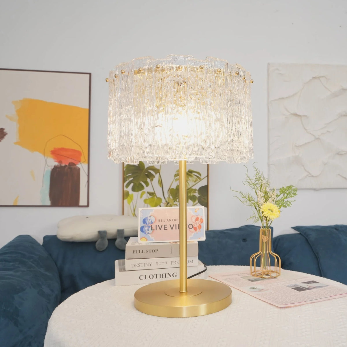 Table Lamp Brass Base & Clear Glass