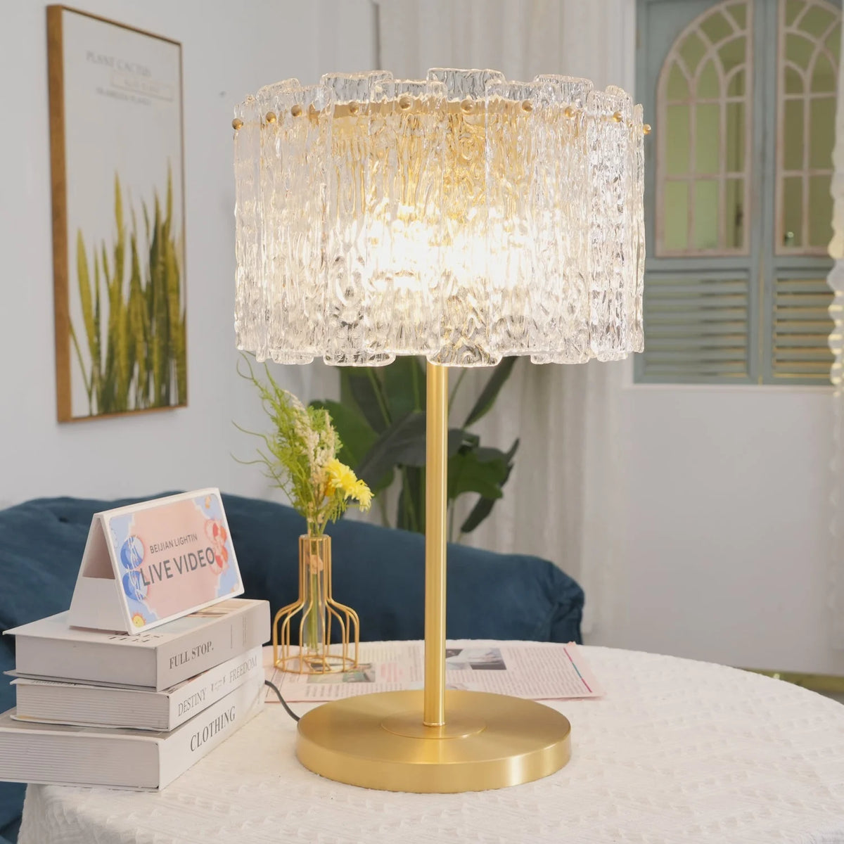 Table Lamp Brass Base & Clear Glass