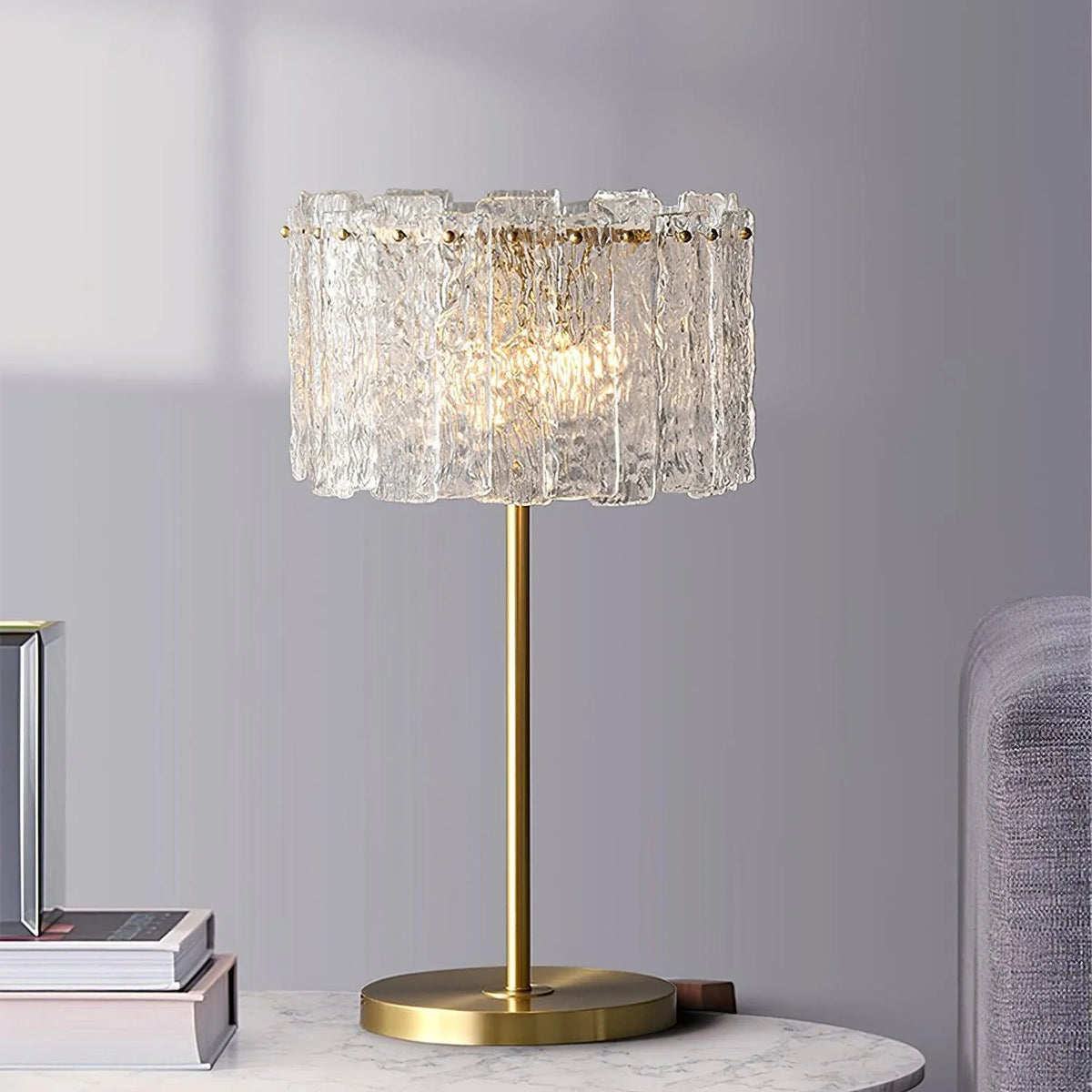 Table Lamp Brass Base & Clear Glass