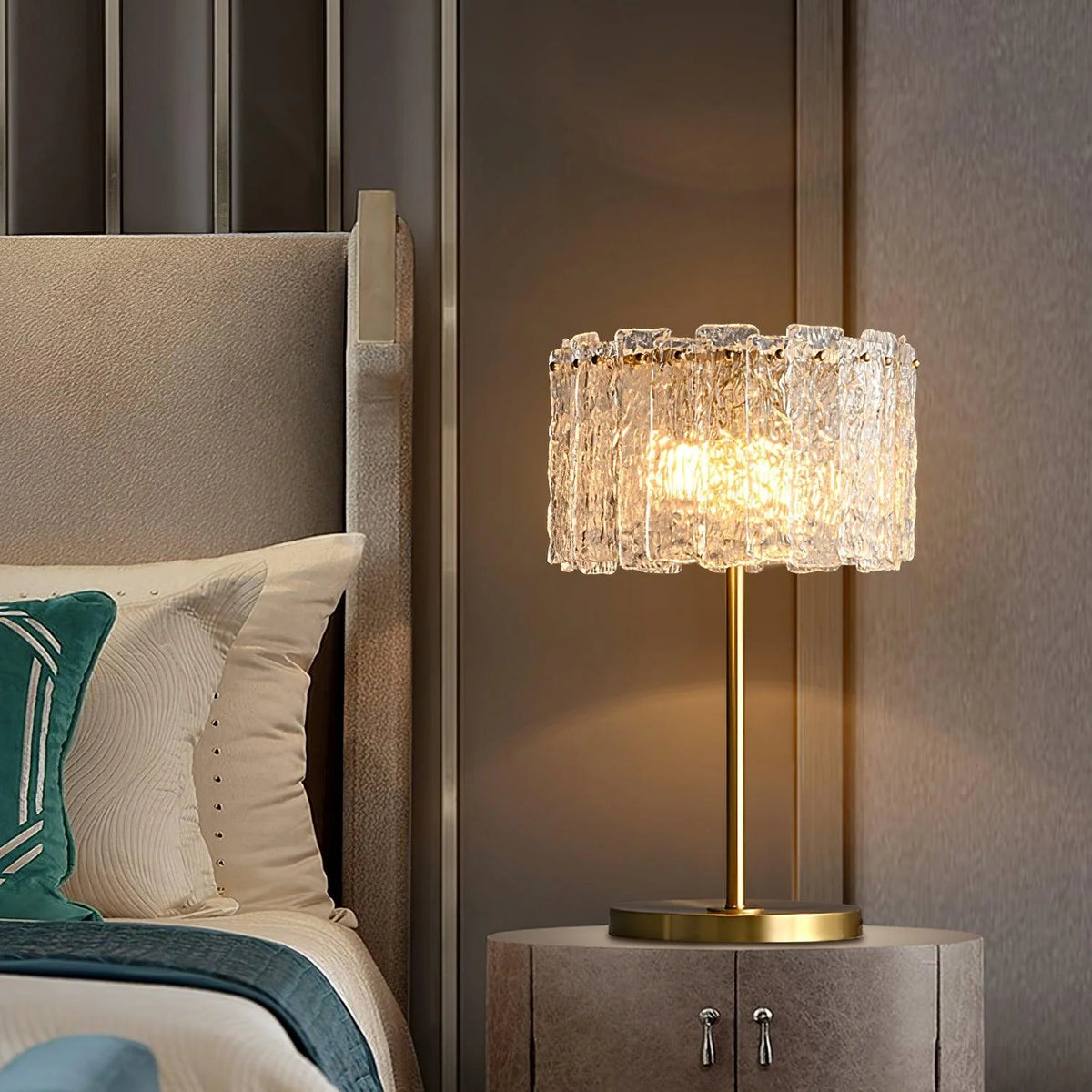 Table Lamp Brass Base & Clear Glass