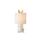 Table Lamp Bunny Resin Figurine Fabric Shade