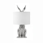 Table Lamp Bunny Resin Figurine Fabric Shade