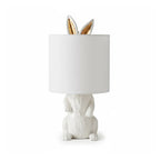 Table Lamp Bunny Resin Figurine Fabric Shade