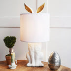 Table Lamp Bunny Resin Figurine Fabric Shade