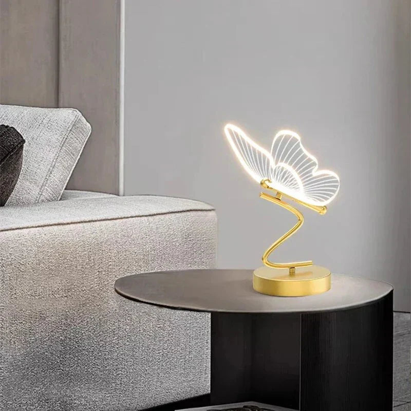 Table Lamp Butterfly Silhouette Energy-Efficient Warm LED