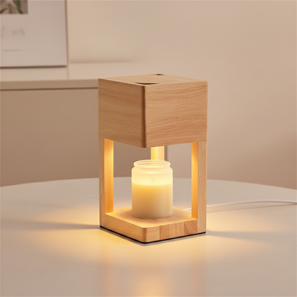Table Lamp Candle Warmer Solid Wood Dimmable & Timer
