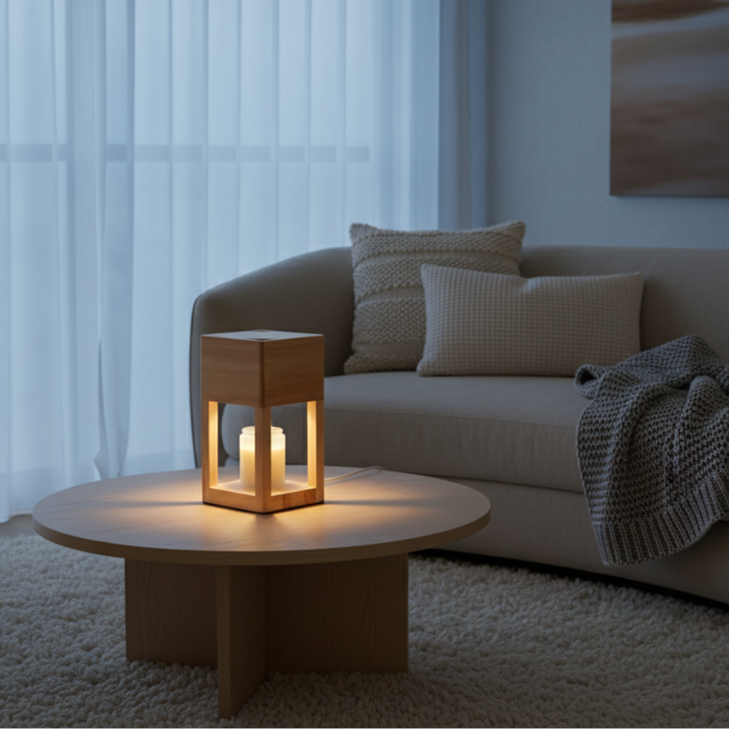 Table Lamp Candle Warmer Solid Wood Dimmable & Timer