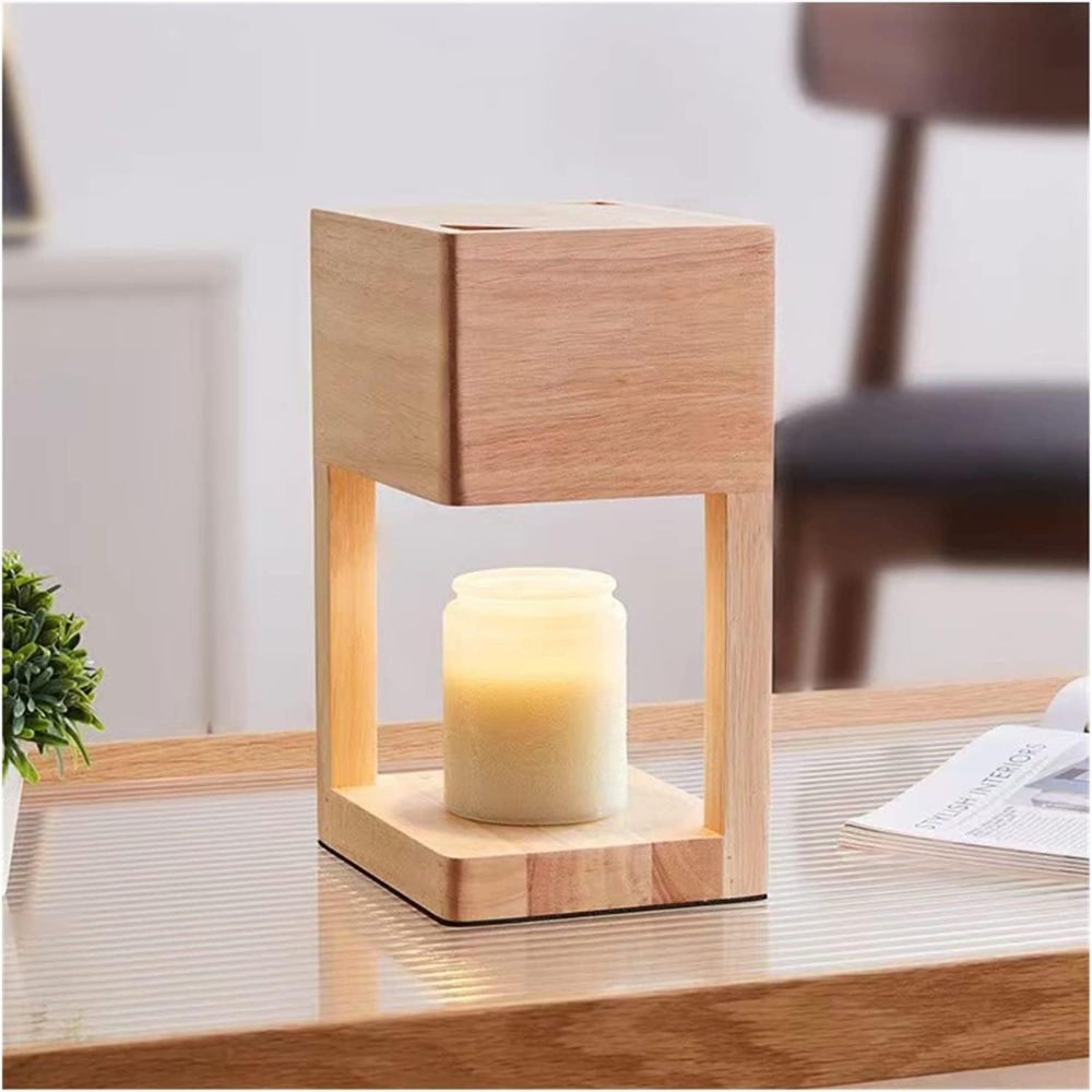 Table Lamp Candle Warmer Solid Wood Dimmable & Timer