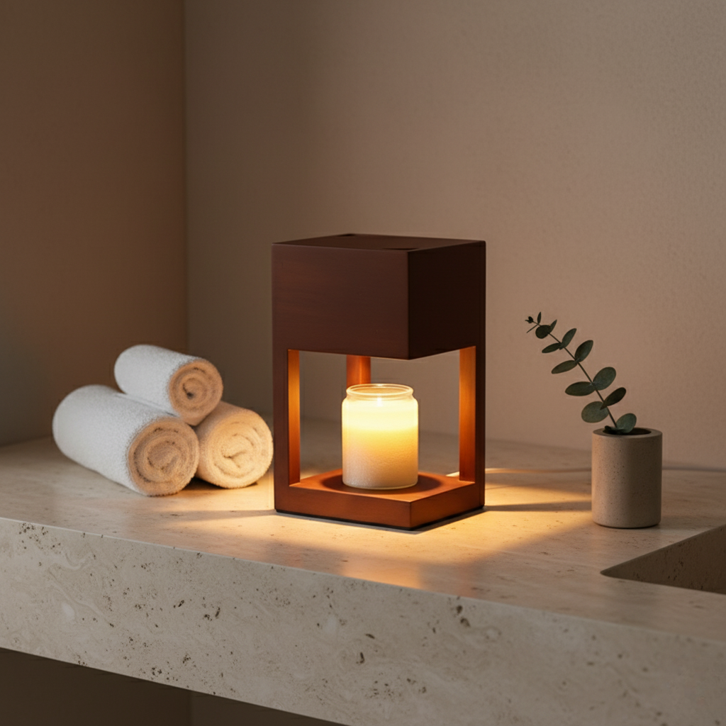 Table Lamp Candle Warmer Solid Wood Dimmable & Timer