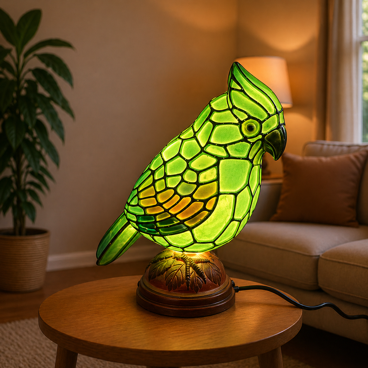 Table Lamp Cardinal Bird USB Powered & Push Button