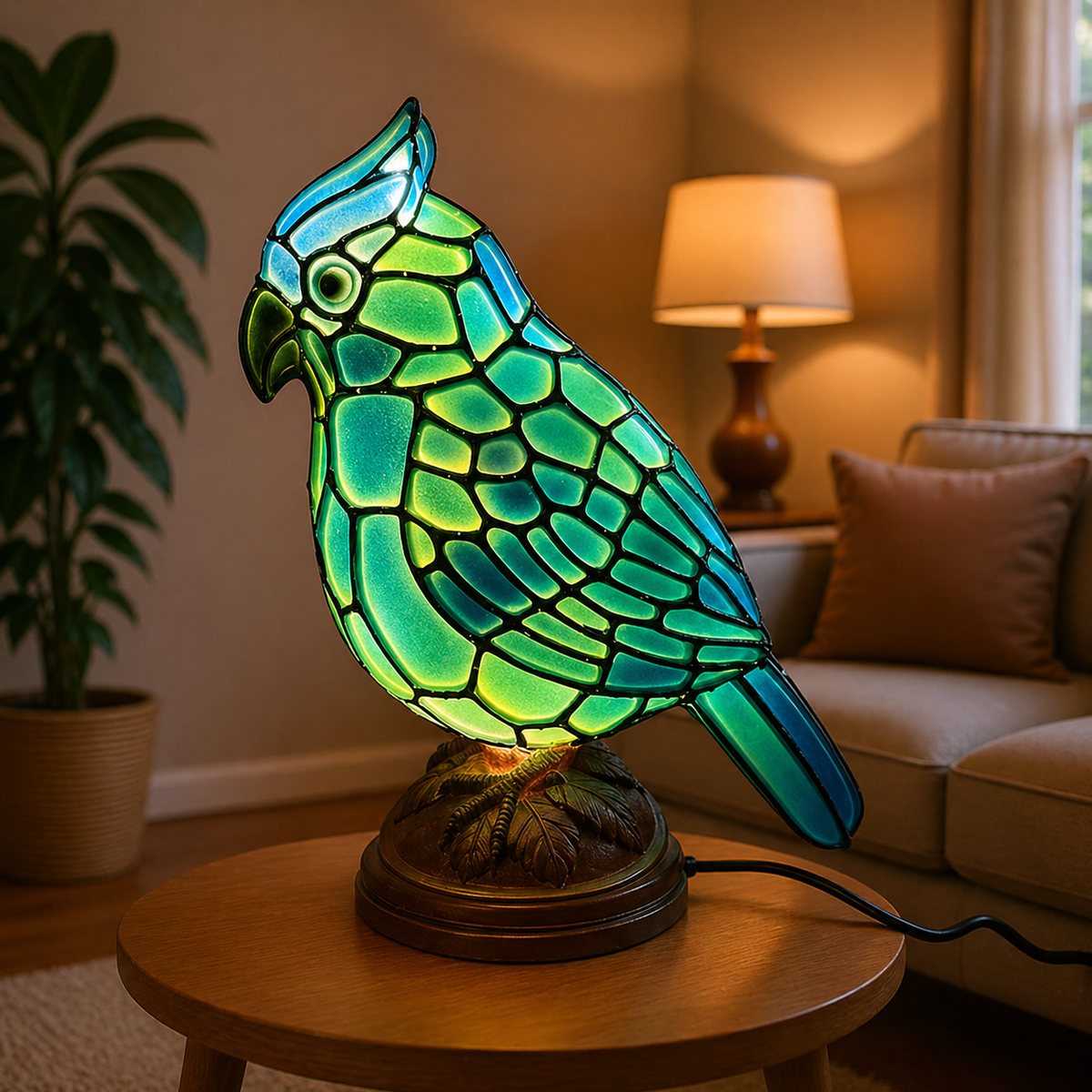 Table Lamp Cardinal Bird USB Powered & Push Button
