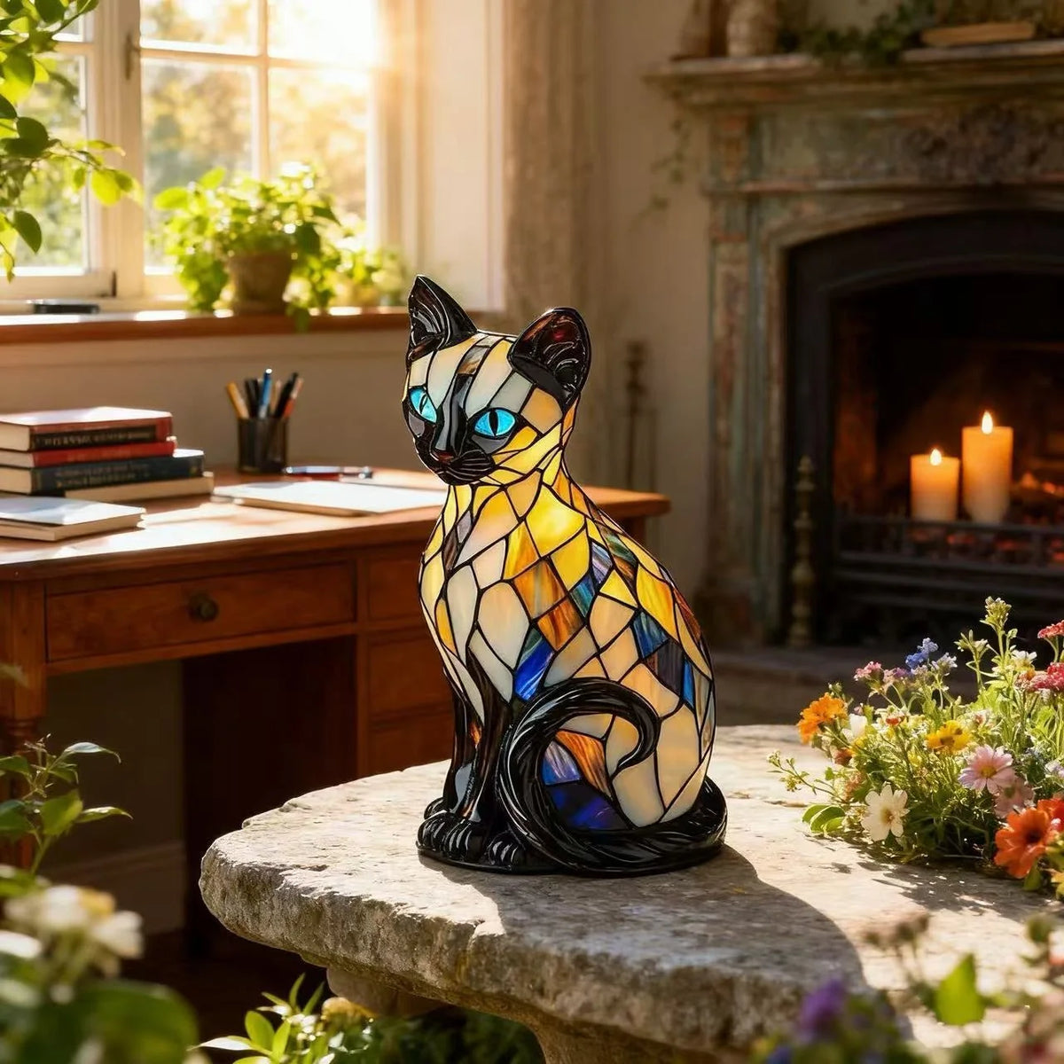 Table Lamp Cat-Shaped Handmade Warm Ambient Glow