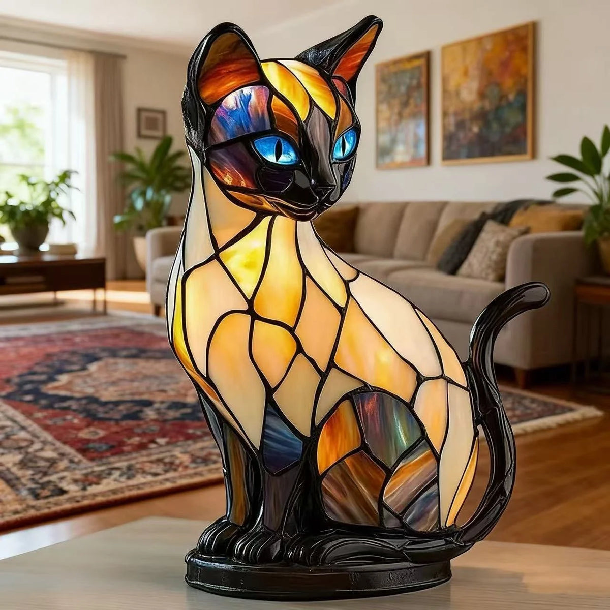 Table Lamp Cat-Shaped Handmade Warm Ambient Glow