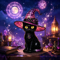 Table Lamp Cat With Witch Hat Warm LED