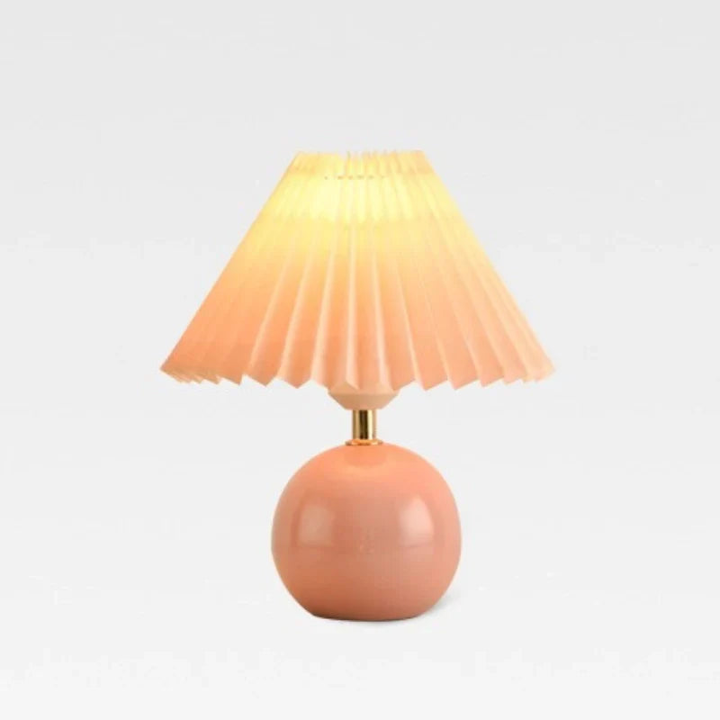 Table Lamp Ceramic Base Japanese Pleated Shade