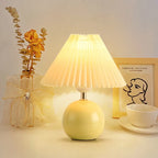 Table Lamp Ceramic Base Japanese Pleated Shade