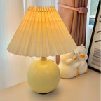 Table Lamp Ceramic Base Japanese Pleated Shade