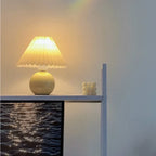 Table Lamp Ceramic Base Japanese Pleated Shade