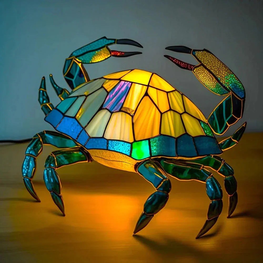 Table Lamp Colored Glass Animal Motif USB & Battery