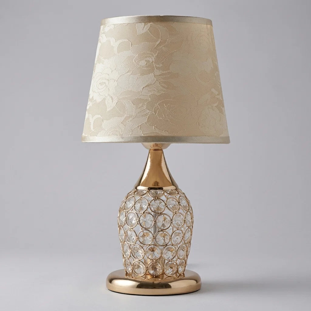 Table Lamp Crystal Accent Polished Gold Drum Shade