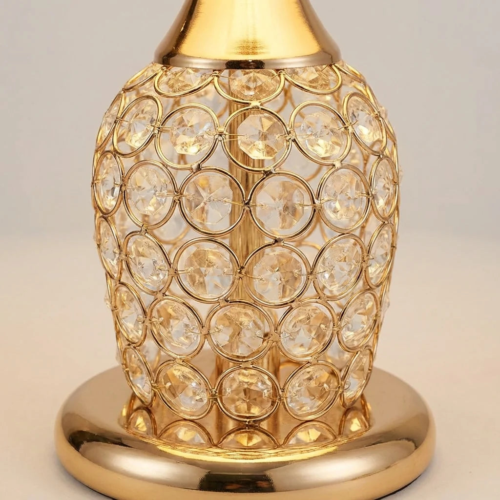 Table Lamp Crystal Accent Polished Gold Drum Shade